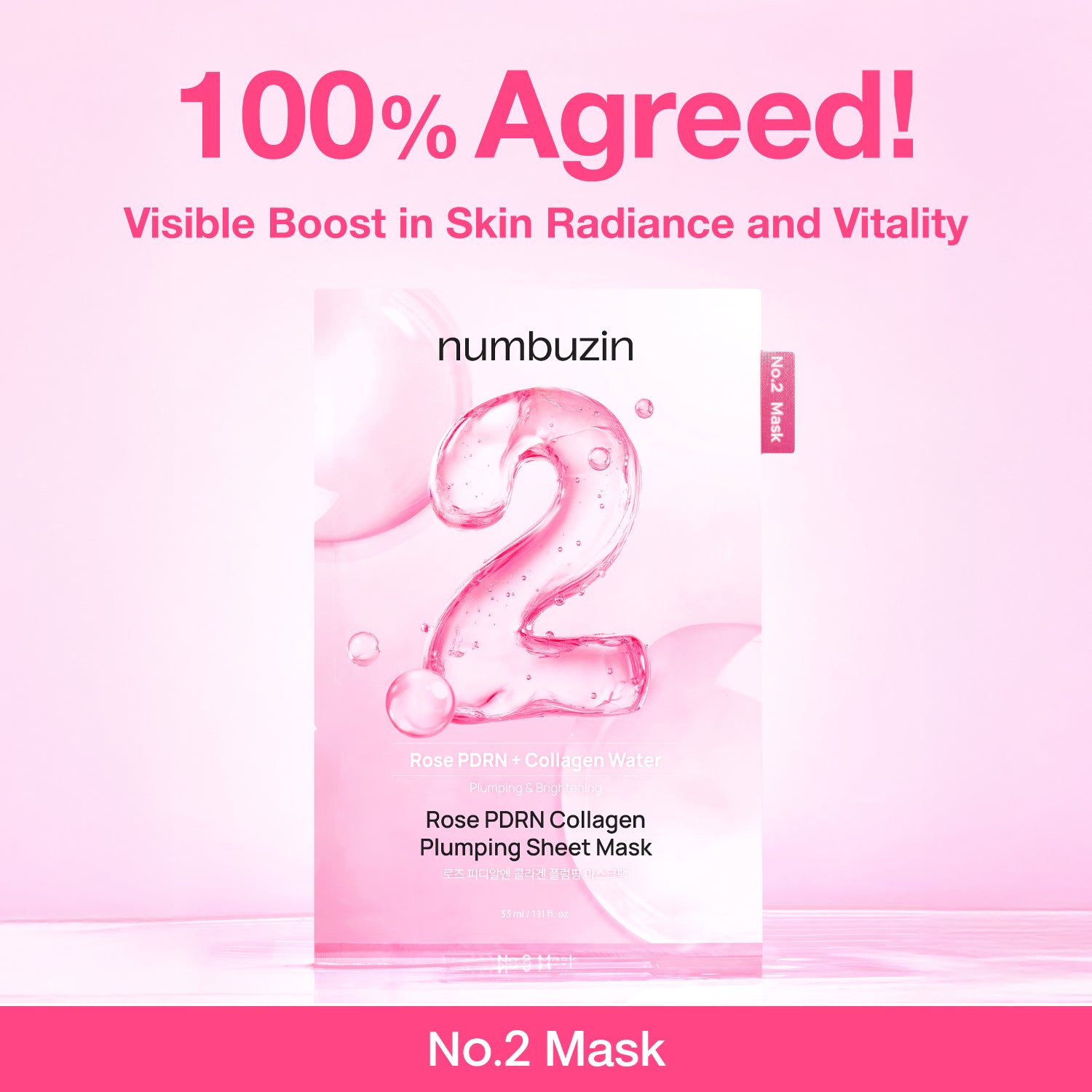 No.2 Rose PDRN Collagen Plumping Sheet Mask (4 Sheets)