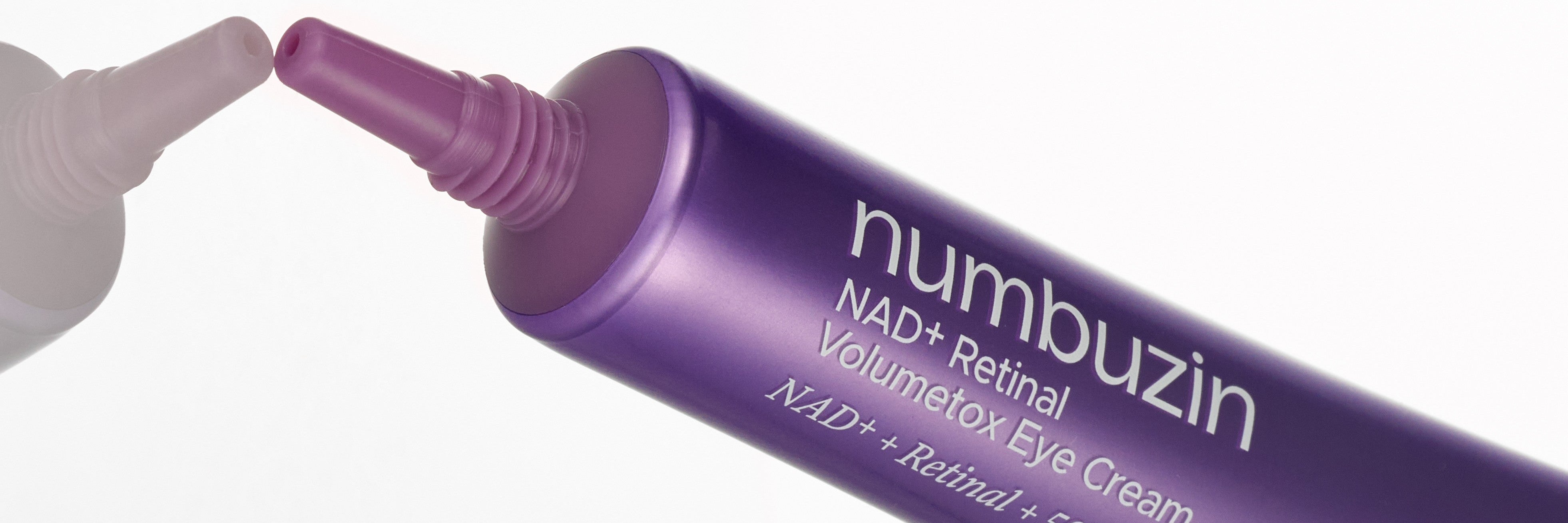 Purple tube of Numbuzin NAD+ Retinal Volumetox Eye Cream on a white background