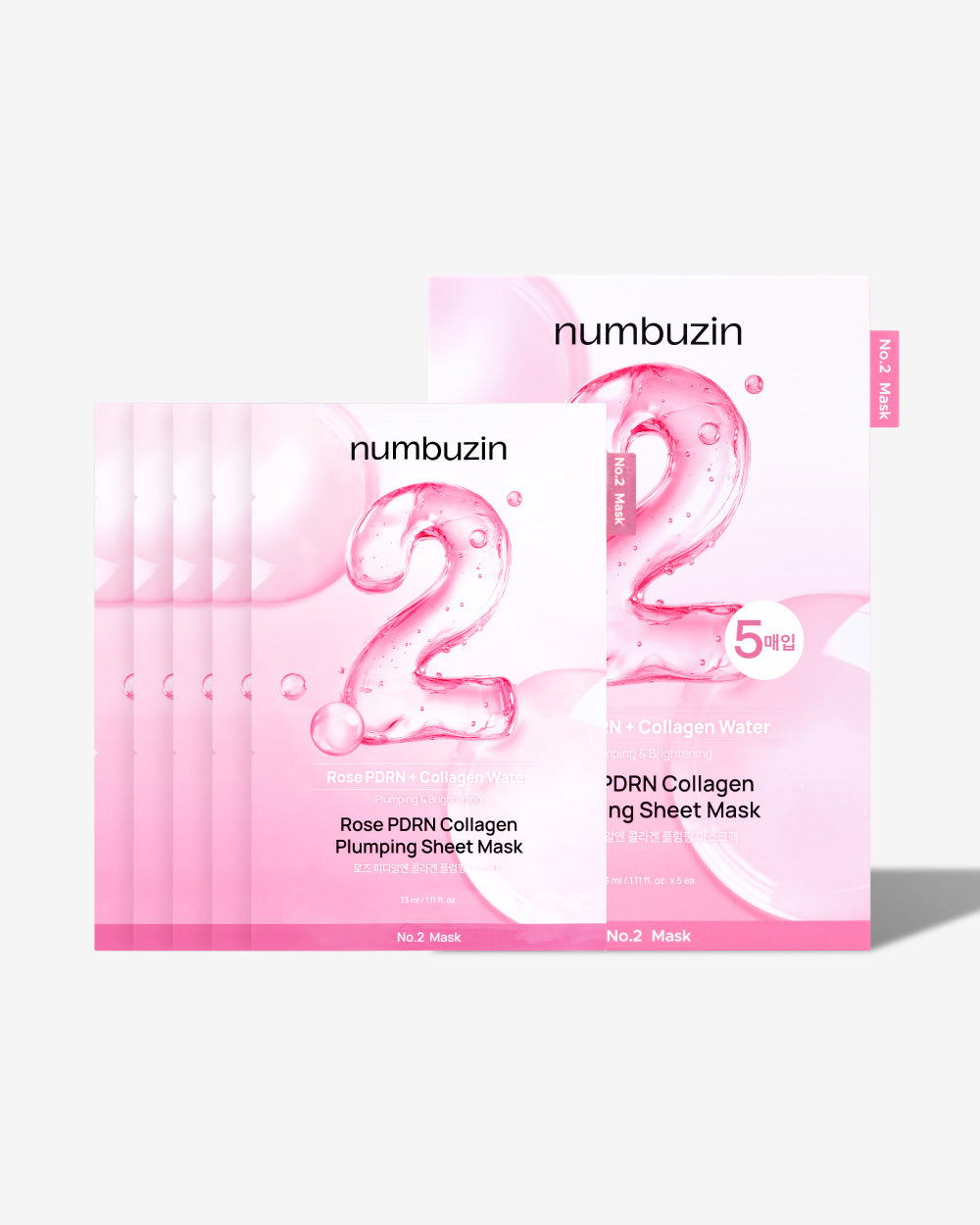 No.2 Rose PDRN Collagen Plumping Sheet Mask (5 Sheets)