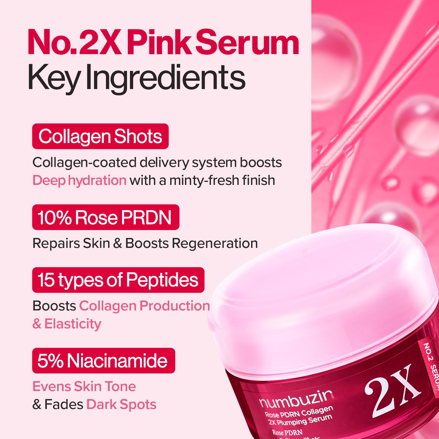 No.2 Rose PDRN Collagen 2X Plumping Serum